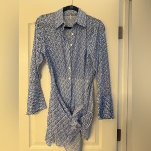 Free People Blue and White Midi Dress